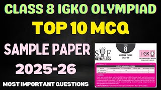 Class 8 GK Olympiad Sample Paper 2025 // MCQ Class 8 GK