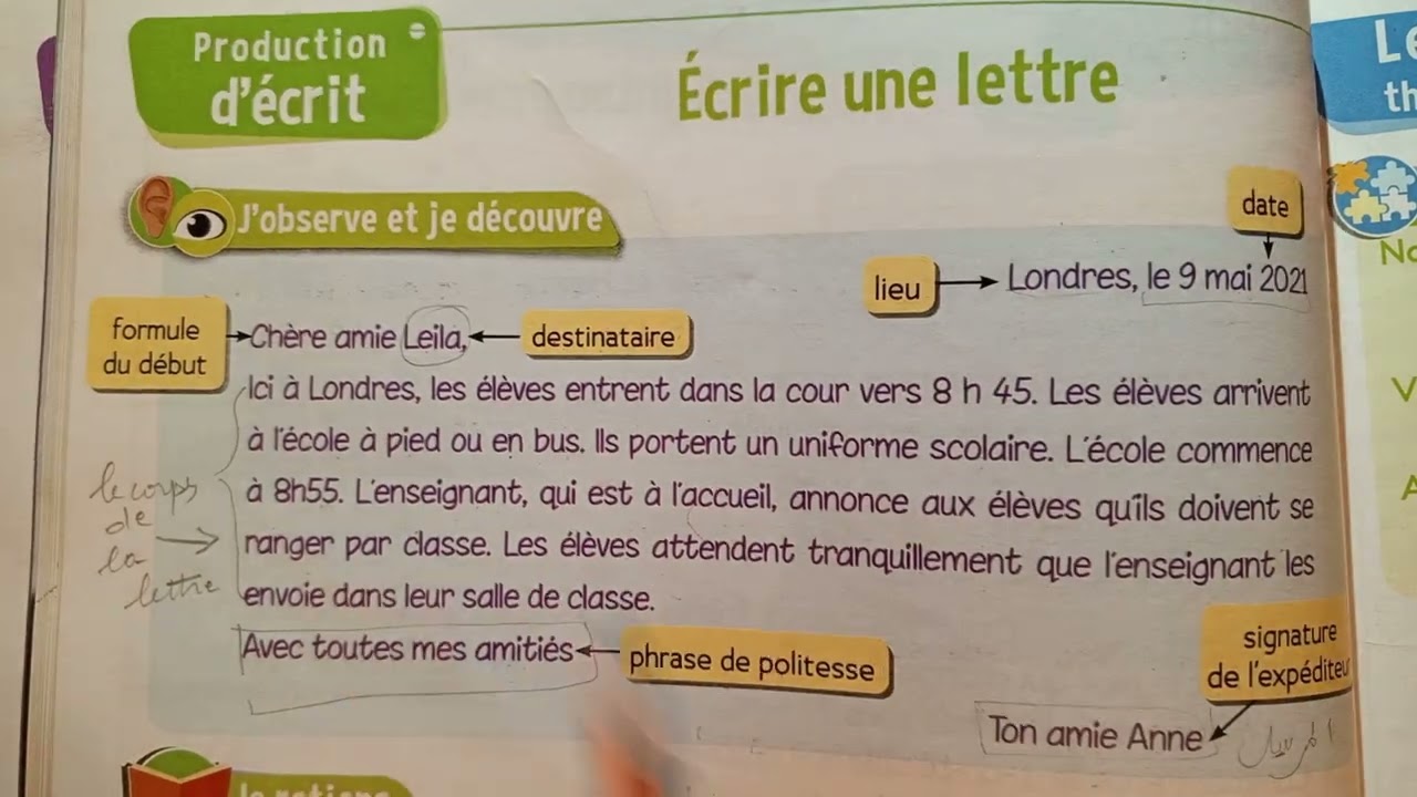 CE1: Production d' écrit · Écrire une lettre page 54. Le trésor des mots