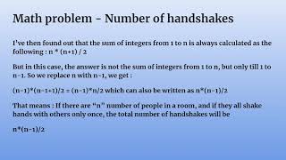 First Python program - Handshakes in a room