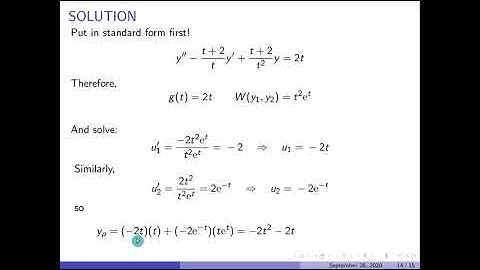 ODE Section 3.6 Variation of Parameters, Part 2 of 2