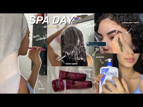 SPA DAY em casa 🧖‍♀️ | descolorindo pelos, banho premium, sobrancelha, produtos, etc…