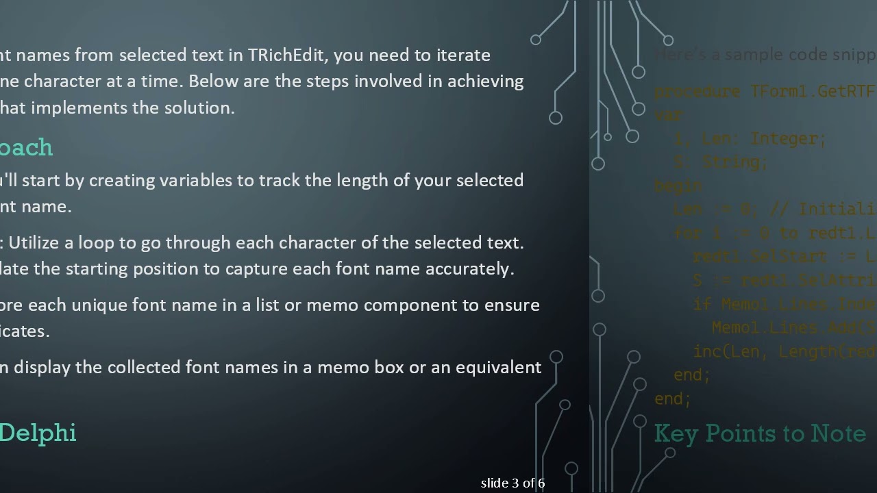 How to Get Font Name of Selected Text in Rich Edit with Delphi