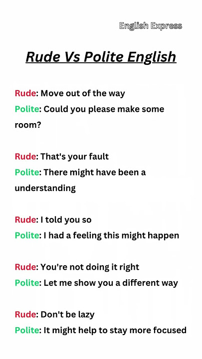 Rude vs Polite English #english #learn #rude #polite #education #vocabulary #englishexpress