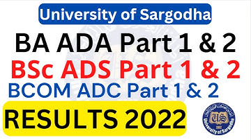 BA BSc ADP BCOM Part 1 & 2 Annual 2022 Result Announced Sargodha University | BCOM ADP Result UOS