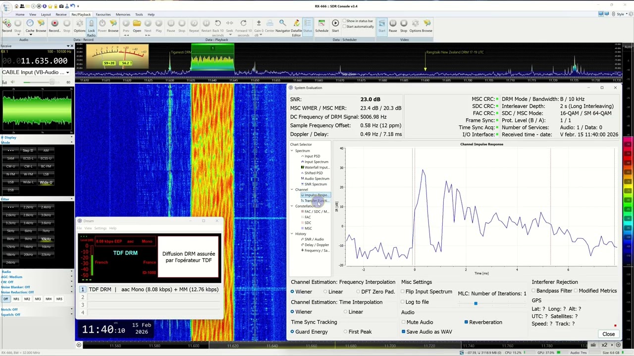 11635 Khz  -TDF DRM  -DRM Dream 2.2.1 test