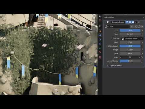 Blender : Showcase of procedural Ivy Generator using Geometry Nodes