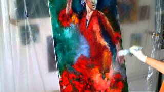 Red Passion - Time Lapse Oil Painting Flamenco Dancer Demo
