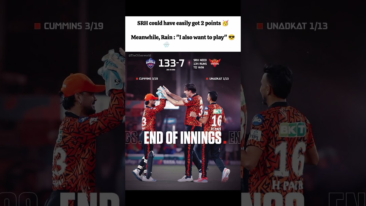 Rain fixed the match 😭 | srh vs dc | 