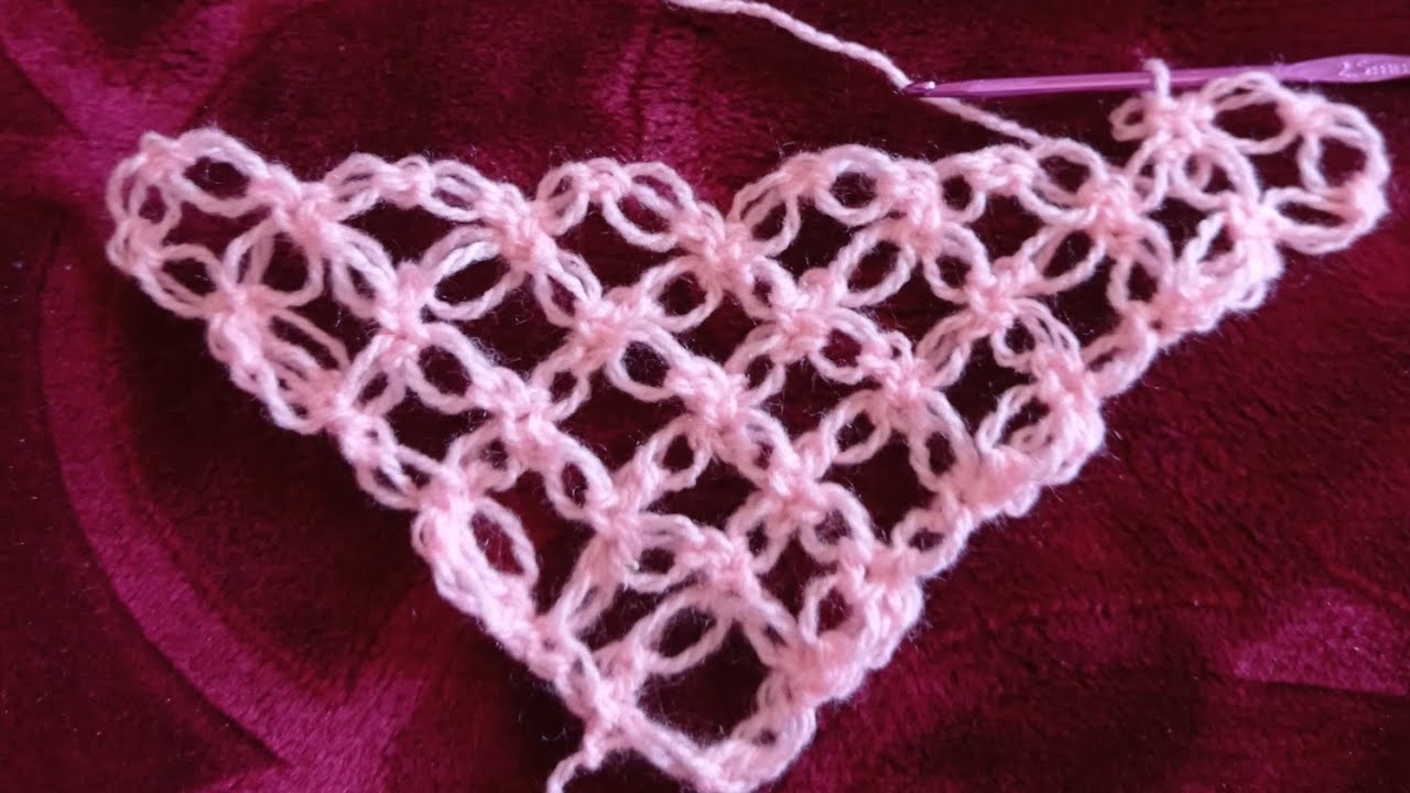 كيفية نسيج غرزة الحب(الياسمين)وكيف ننسج بها شال مثلث لشتاءHow to Crochet a   Shawl (Love Stitch)♥️1
