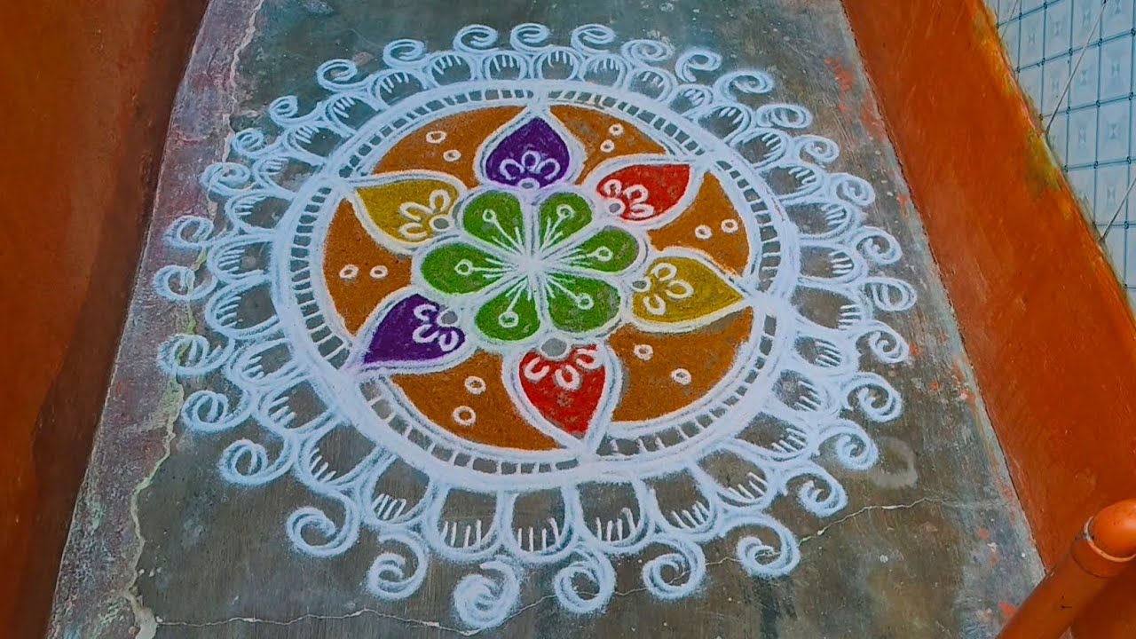 Superior rangoli designs for morning rangoli designs 🌺🌷💐🌷 flower design 🌺