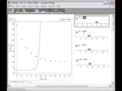 Fitting an exponential model to data using Fathom - YouTube