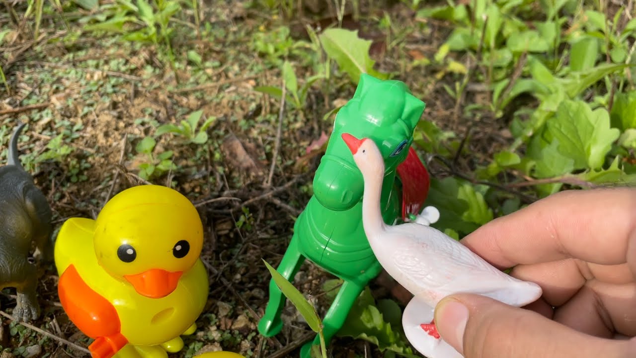 Farm animals on the grass collection animals/ducks/hens/hens kids and eggs/horse/mini car/gorilla/