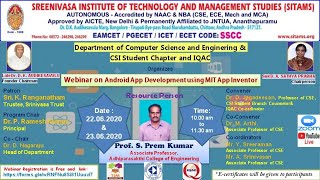 SITAMS - Webinar on Andriod App Development using MIT App Inventor