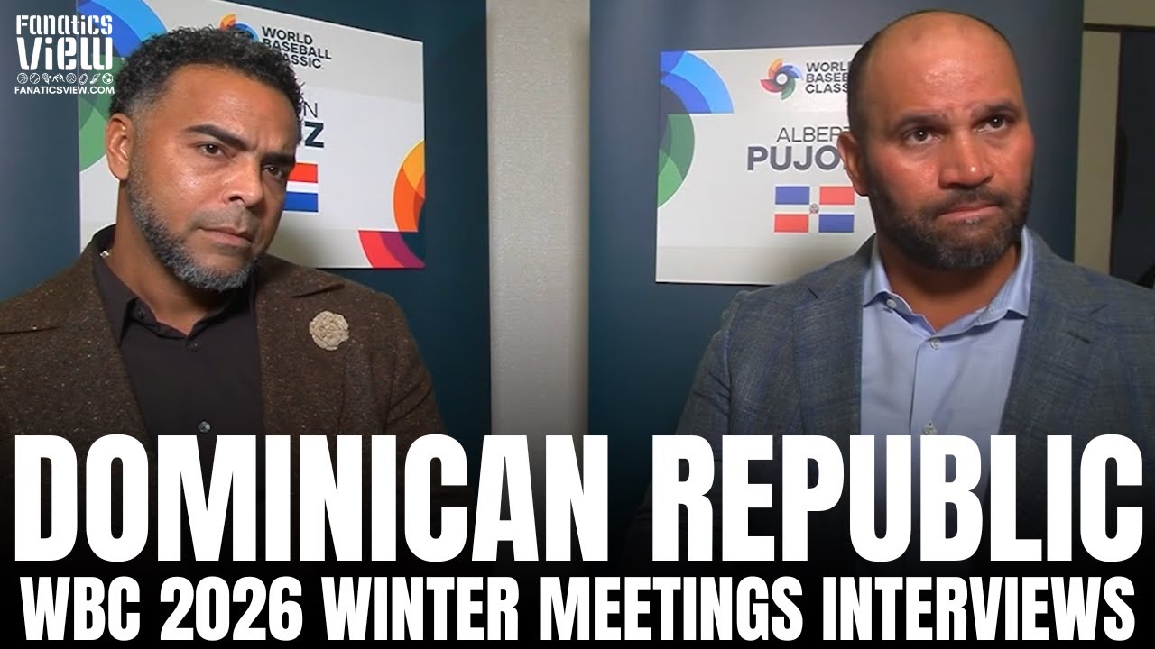 Альберт Пухольс и Нельсон Круз обсуждают интервью WBC Доминиканской Республики, Фернандо Татиса, ...
