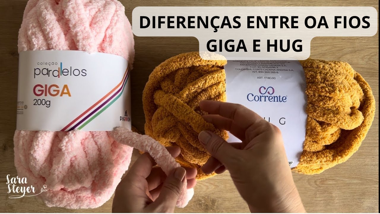 Diferença entre os fios Giga e Hug - tricô de dedo