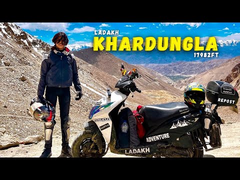 World most dangerous road , Mighty Khardungla Pass 18000ft , ￼With my 8 years old scooty | Repost