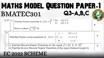 #4 Maths Model Question Paper 1 Q3 a,b,c Solved and Explained 3rd Sem ECE 2022 Scheme VTU BMATEC301