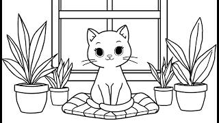 Cute Cat Coloring Page | Relaxing Color With Me Cozy Aesthetic (10 Minutes) Cute Cat Coloring Page | Relaxing Color With Me Cozy Aesthetic (10 Minutes)