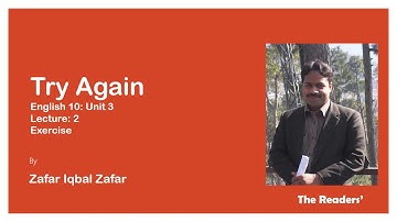 Class 10 English Unit 3 Try Again Lecture 2 Exercise Punjab Text Book The Readers