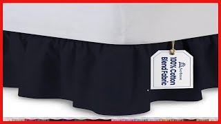 Ruffled Bedskirt (Queen, Navy Blue) 18 Inch Bed Skirt with Platform, Poly/Cotton Fabric