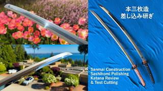 Sanmai Katana w/ Sashikomi Polish Test Cutting & Review, Samurai Sword by Ryansword and Levin Lance