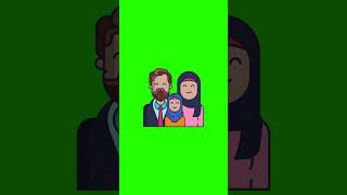 عائلة مسلمة بطابع اسلامي  ايقونة متحركة كروما شاشة خضراء جاهزة للتصميم