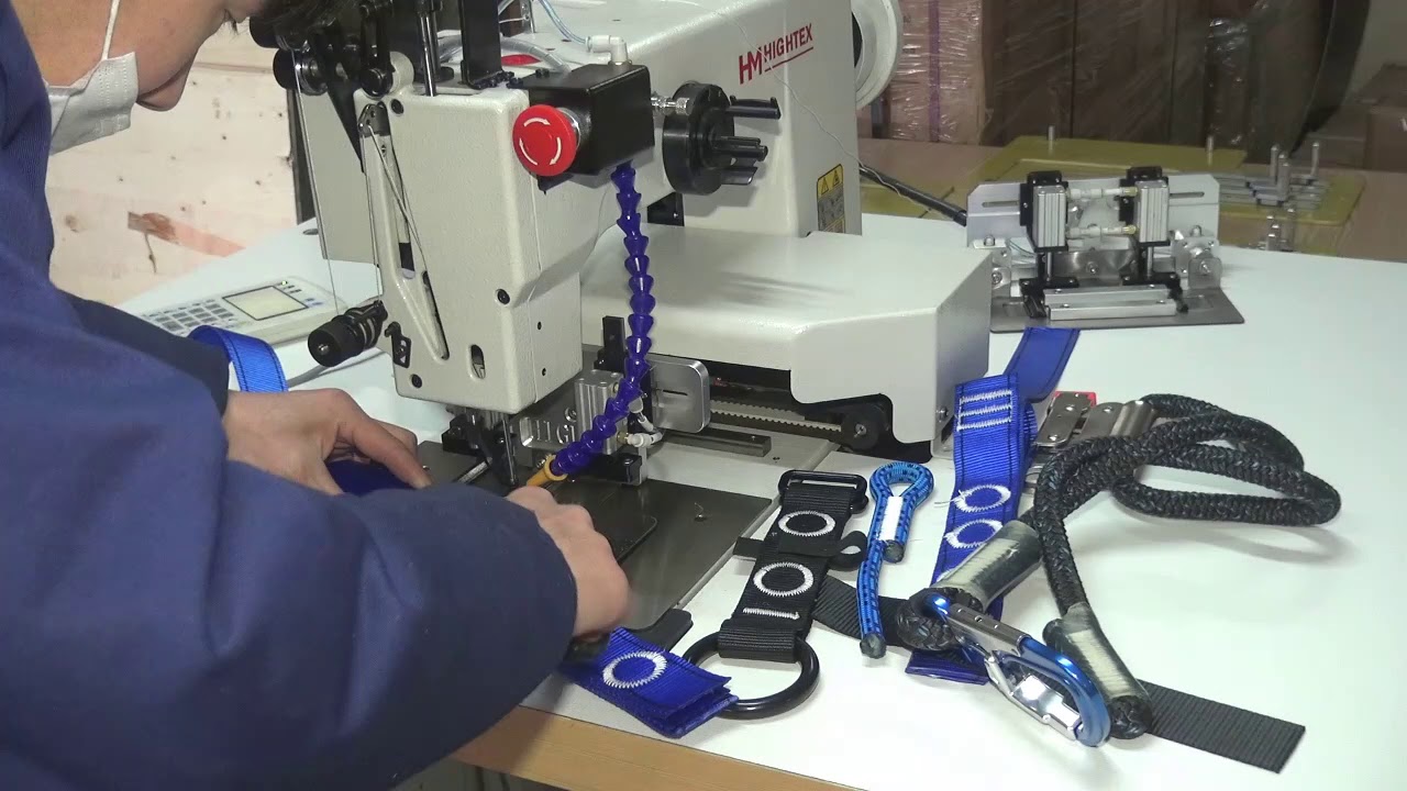 Computerized pattern sewing machine for full body safety harness and accessories
