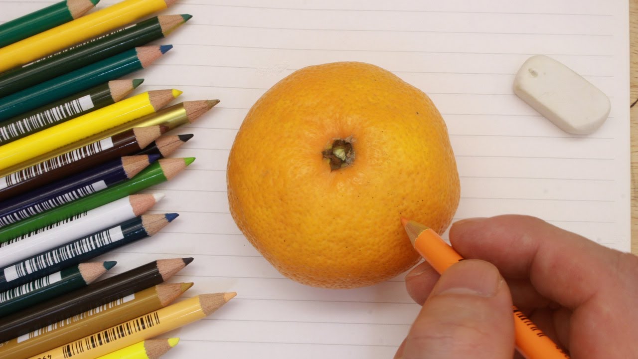 みかんを色鉛筆でリアルに描くのに挑戦 Today Is Master Class How To Draw A Orange Youtube