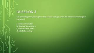 Quiz 1 - Aviation Meteorology, Weather, Atmosphere for private/commercial pilot knowledge