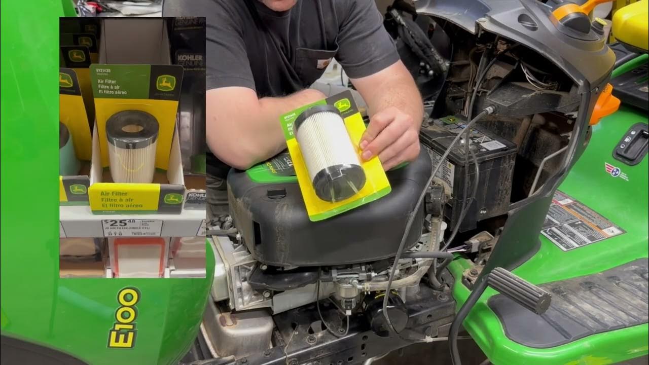 How to change the air filter on a john deere 100 series lawn tractor