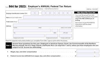 IRS Form 944 walkthrough (Employer’s ANNUAL Federal Tax Return)