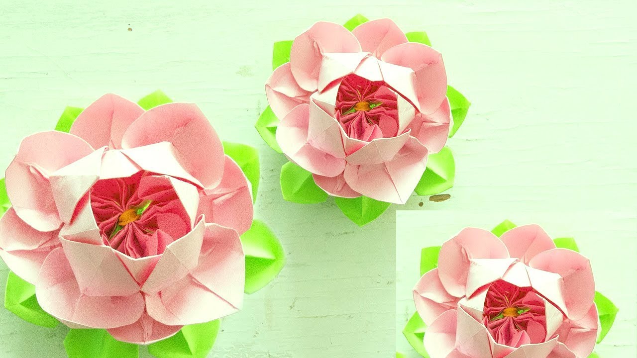 Hướng dẫn gấp hoa sen bằng giấy màu cực đẹp | Xếp giấy nghệ thuật