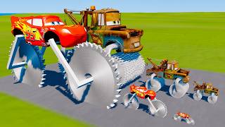 Big & Small McQueen Saw & Matter VS Train | BeamNG.drive