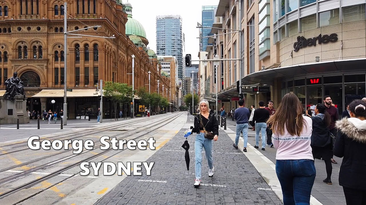 George Street SYDNEY City Walk On A Cloudy Autumn Day - Haymarket To  Circular Quay, Sydney Australia 