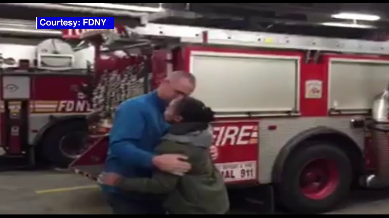 FDNY firefighter reunited with woman who he rescued years ago - YouTube