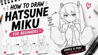 Draw Hatsune Miku with me - easy step by step for beginners! ✨