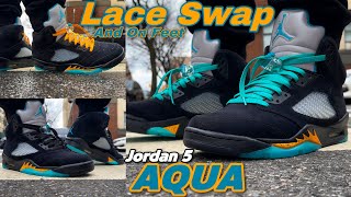 Jordan 5 AQUA - Lace Swap & On Feet 🔥
