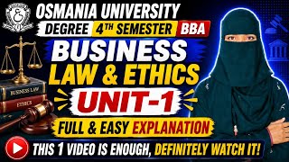 BBA BLAW UNIT-1 | Degree Semester-4 Business Law & Ethics unit-1 Full & easy explanation✅💯/ O.U