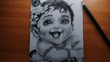 Krishna drawing | Shading tutorial for beginners | part -2 | Little krishna portrait step by step