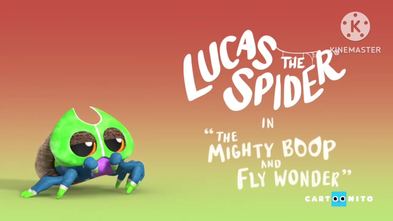 Lucas the spider "the mighty boop and fly wonder" logo