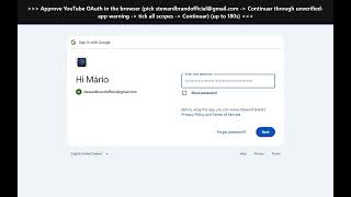 Steward Brand — YouTube OAuth + Scope Usage Demo (for Google API verification)