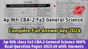 💯Ap 8th class fa3 Science question paper 2024|8th General science fa3 question paper and Answer 2024
