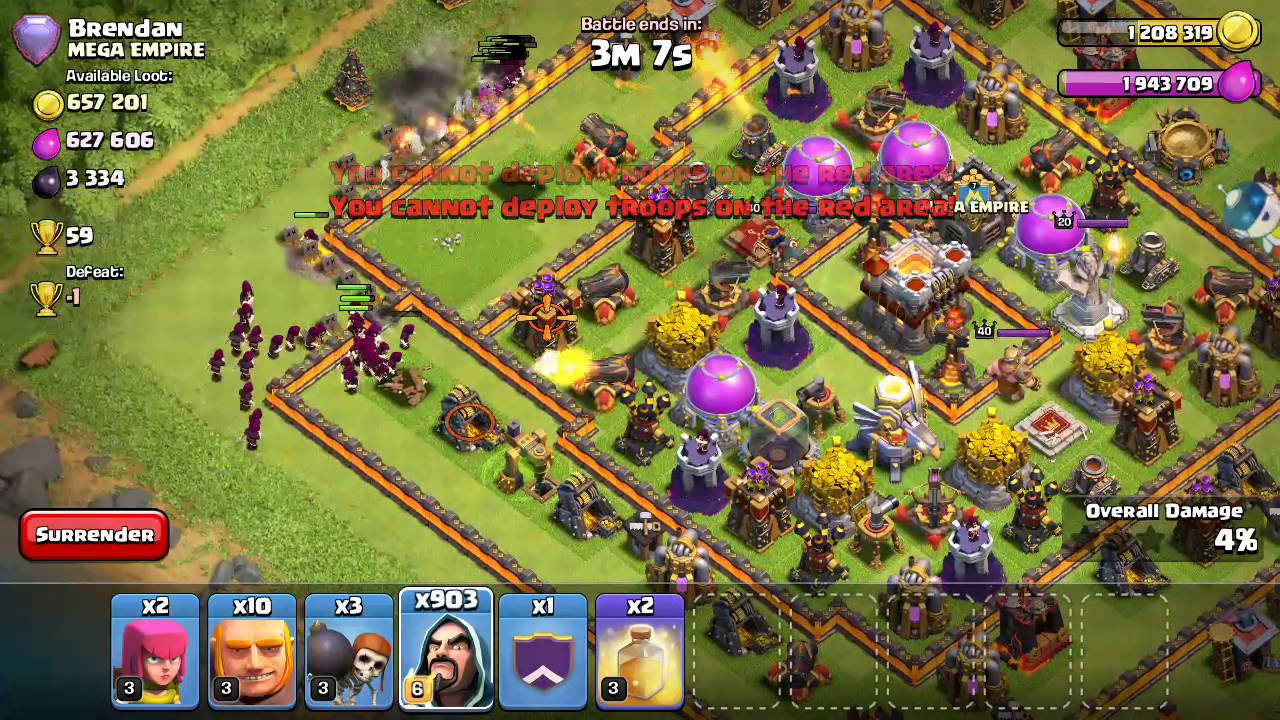 COC - Mass Wizard  Attack on top 10 base in Global Record 2016
