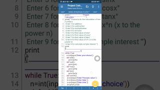 Python project simple calculator CBSE class 11 th........
