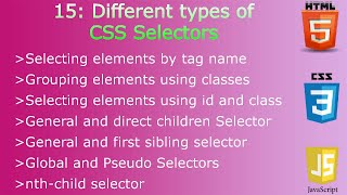 Lec 15: Different types of Selector in CSS | CSS Lec # 2