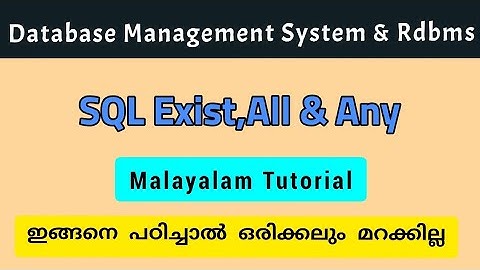 SQL|SQL Exist All Any|dbms|malayalam|calicut_university|bca/bsc_cs fourth semester