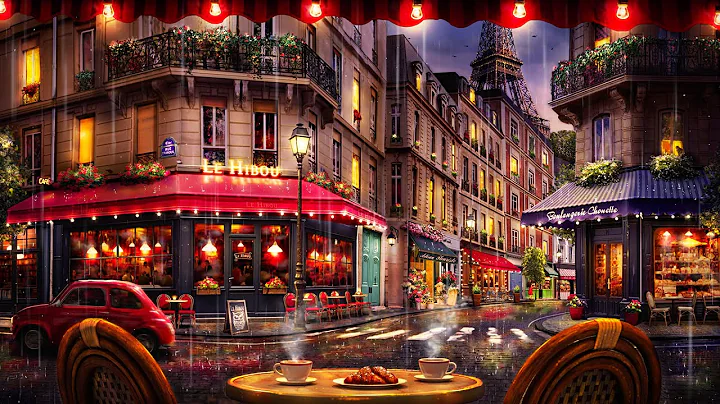 Rainy Night Paris Cafe Ambience with Smooth Jazz a...