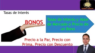 Tasas de Interés y Precio de los Bonos (Valor mercado), a la par, con descuento, con prima, a la par