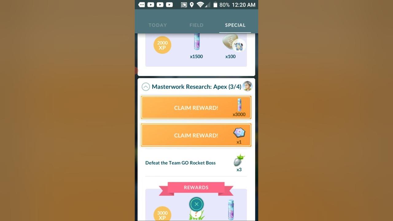 pokemon go Masterwork research Apex step 3A!!! YouTube