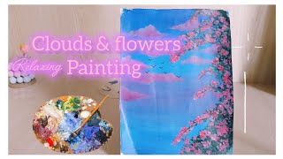 Clouds & Flowers Relaxing Painting✨| Easy Acrylic Tutorial for Beginners screenshot 2